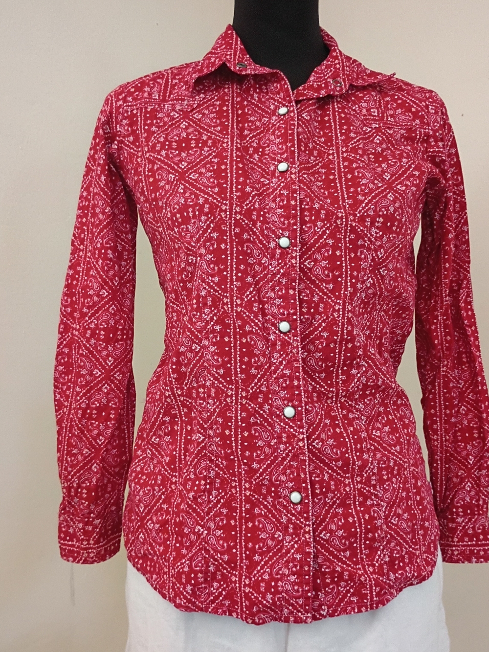 Cruel Girl Red Bandana Printed Snap-Front Button Down Shirt
